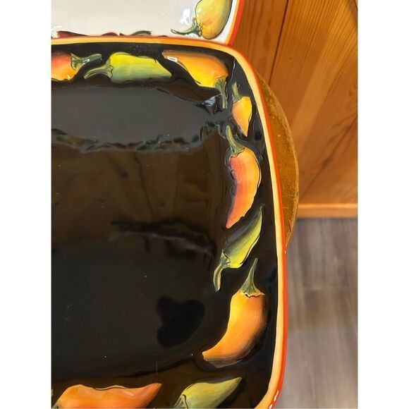 Clay Art Caliente Hand Painted StoneLite Serving Dishes Square Set Of 2 11” (847 - Picture 4 of 14